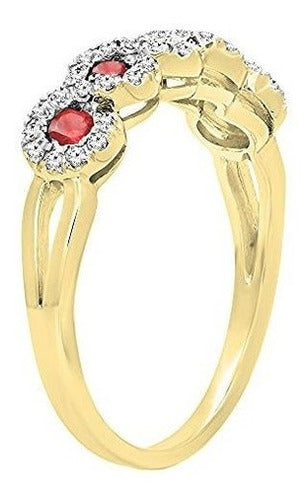 Anillo de oro de 10k con diamantes y rubi