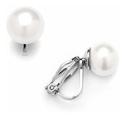 Pendientes Con Clip De Perlas Blancas De Agua Dulce Mariell