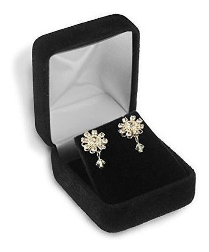 Caja De Aretes De Terciopelo Negro
