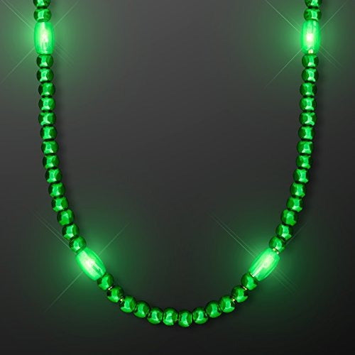 Collar De Cuentas De Mardi Gras Con Led Verde Claro