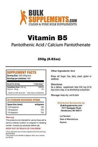 Suplementos A Granel Vitamina B5 Calcio Pantotenato /ácido