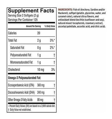 Aceite De Pescado Fresco De Barlean Omega-3 1000 Mg De Epa