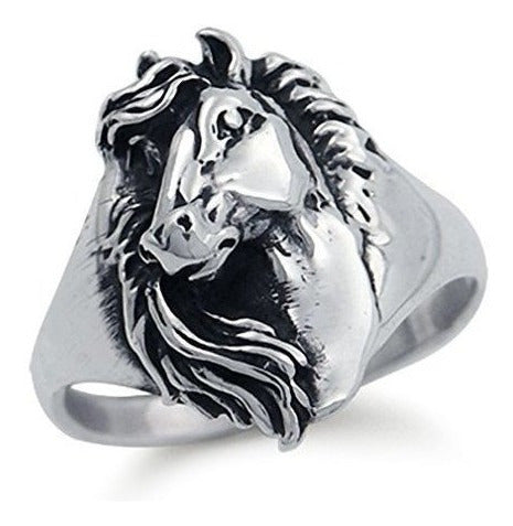 Silvershake Anillo De Caballo De Plata De Ley 925 Talla 8.5