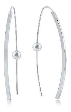 Pendientes Roscados De Barra Curvados Italianos De Plata