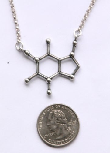 Collar Moldeado De La Molécula De Cafeína De Plata Esterlina