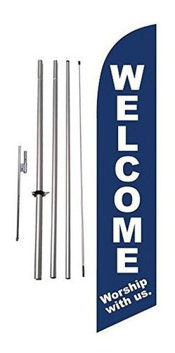 Cartel de pluma de 15 pie con kit de asta de bandera y punta