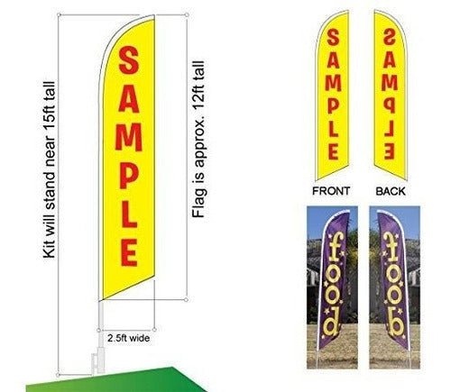 Cartel de pluma de 15 pie con kit de asta de bandera y punta