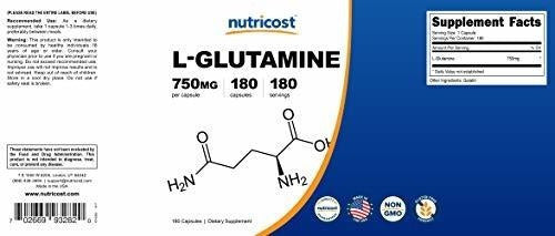 Nutricost L-glutamina 750mg; 180 Cápsulas