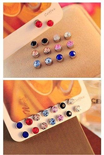 Spiritlele Juego De Aretes De Cristal De 12 Pares De Colores