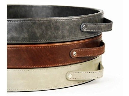 Bandeja Para Servir Con Asas Redonda De Cuero De La Sra.