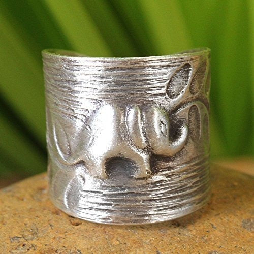 Novica .925 Anillo De Envoltura Temática De Animales De