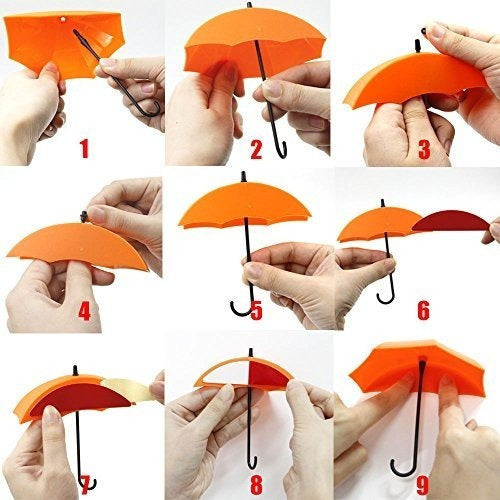 6 soportes para llaves con forma de sombrilla para la pared