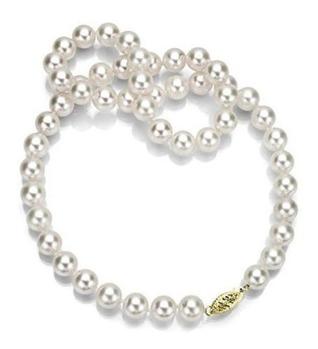 Oro Blanco De 14 K 8-8.5 Mm Aaa Collar De Perlas Cultivadas