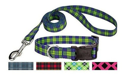 Collar Y Correa De Perro A Cuadros