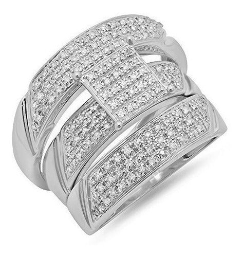 Juego De Trío De 0.75 Quilates De Plata Esterlina