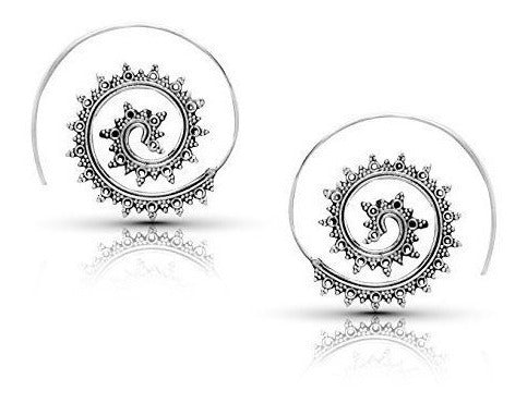 Pendientes De Aro En Espiral Plata