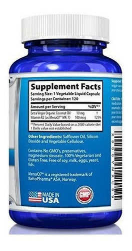 Vitamina K2 Mk7 Y Aceite De Coco Orgánico