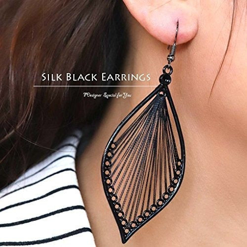 Pendientes Geométricos De Seda Tejida Leiothrix Joyas