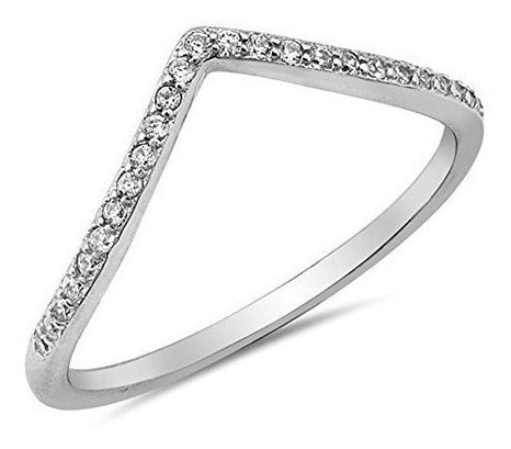 Anillo de plata de ley con diseño de chevrón