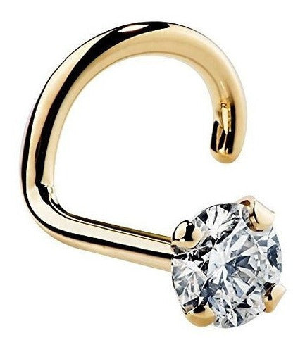 14k De Oro Amarillo Cz Anillo Nariz Barrenas /