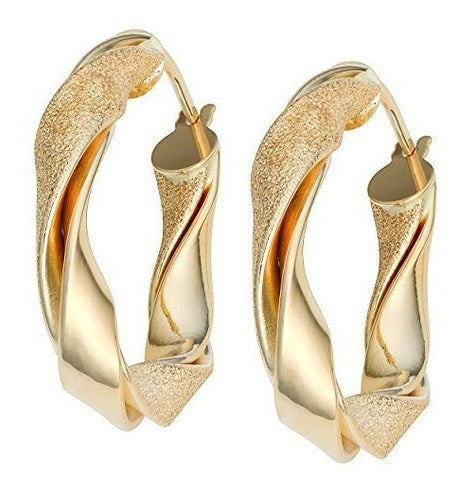 zarcillos de aro retorcido ovalado Oro Amarillo