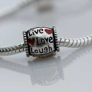 dije De Diseño De Plata Antigua Live Love Laugh