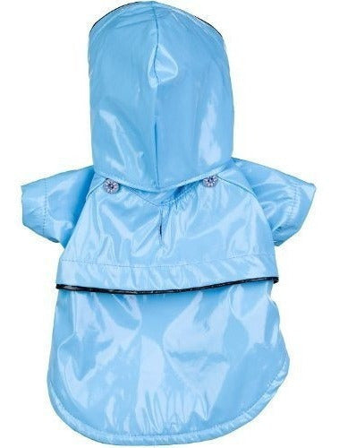 Impermeable para mascotas ajustable de PVC azul