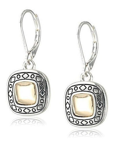 aretes colgantes en dos tonos