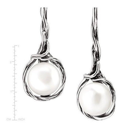 Pendientes De Plata De Ley Y Perlas De Silply 'intertwining