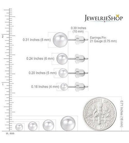 Jewelrieshop Pendientes De Perlas De Imitación Para Mujer Set Pendientes