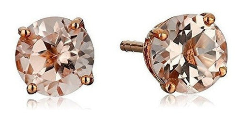 Pendientes Redondos De Oro Rosa De 10 K