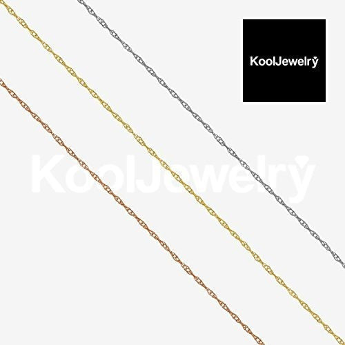 Collar Kooljewelry Solid 14k Con Cadena De Cuerda Fina De