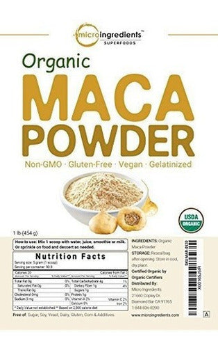 Maca Orgánico Peruano Puro, 1 Libra, Gelatinizado