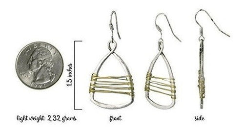 Plata Con Alambre De Oro Pendientes De Lágrima De Envoltura