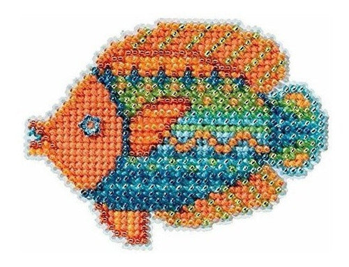 Fancy Fish Beaded Kit De Adorno De Punto De Cruz Contado