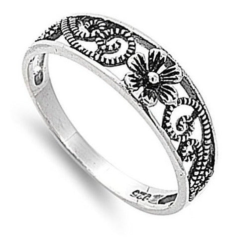 Anillo De Plata Esterlina Con Flores Celtas Para Mujer