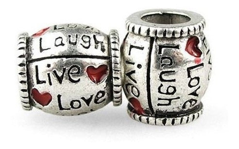dije De Diseño De Plata Antigua Live Love Laugh