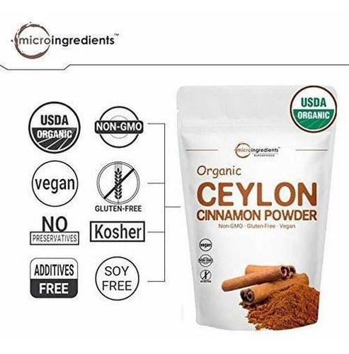 Suplemento canela orgánico de Ceilán, 1 libra (454 gramos)