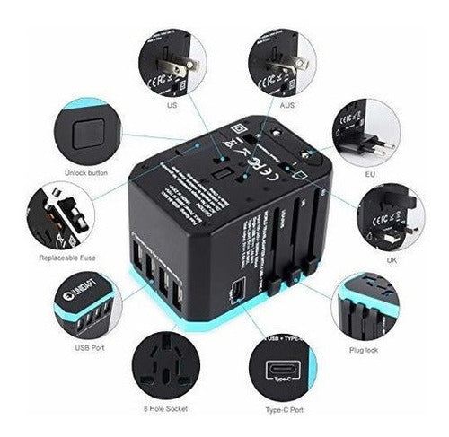 Adaptador De Corriente Usb Universal Para Viajes - Unidapt