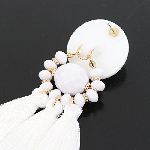 Pendiente Colgante Con Forma De Flecos Y Cuentas Bohemias De