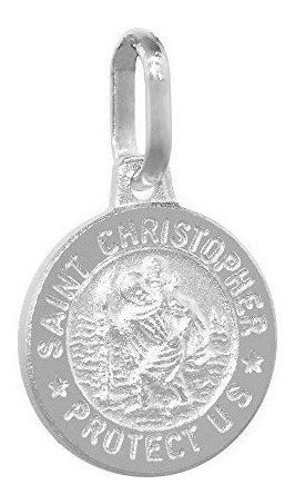 Delicado collar de medalla de San Cristóbal de Plata de Ley