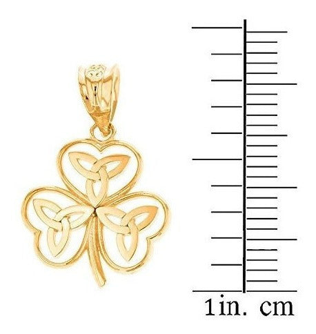 Collar Con Colgante De Trébol Irlandés De Oro Amarillo De 14