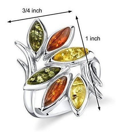 Anillo de Plata con rama de ámbar báltico para Mujer