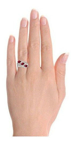 Anillo De Tres Piedras Con Tres Topos De Plata Esterlina