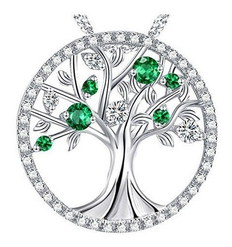 El Árbol De La Vida Amor Creado Collar De Halo Esmeralda