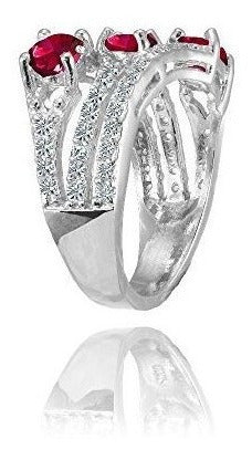 Anillo De Tres Piedras Con Tres Topos De Plata Esterlina