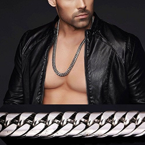 U7 Hombres Hip Hop Chunky Cadena De Acero Inoxidable / negro