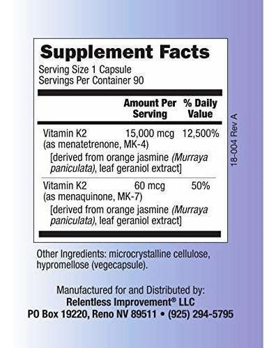 Mejora Implacable De La Vitamina K2 Mk4 Plus Mk7 Vegano