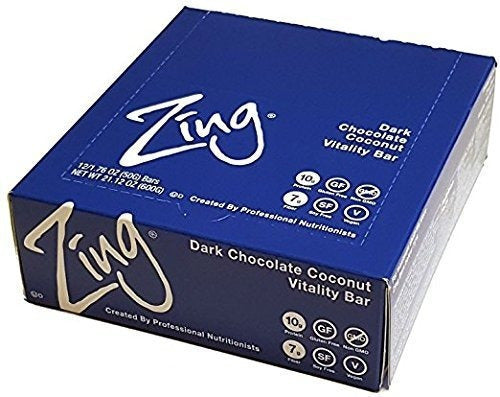 Barra de proteína a base de plantas Zing Coco de chocolate