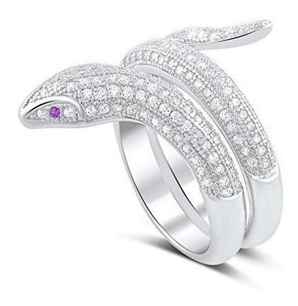 Anillo De Serpiente De Simulación De Plata De Ley Alrededor